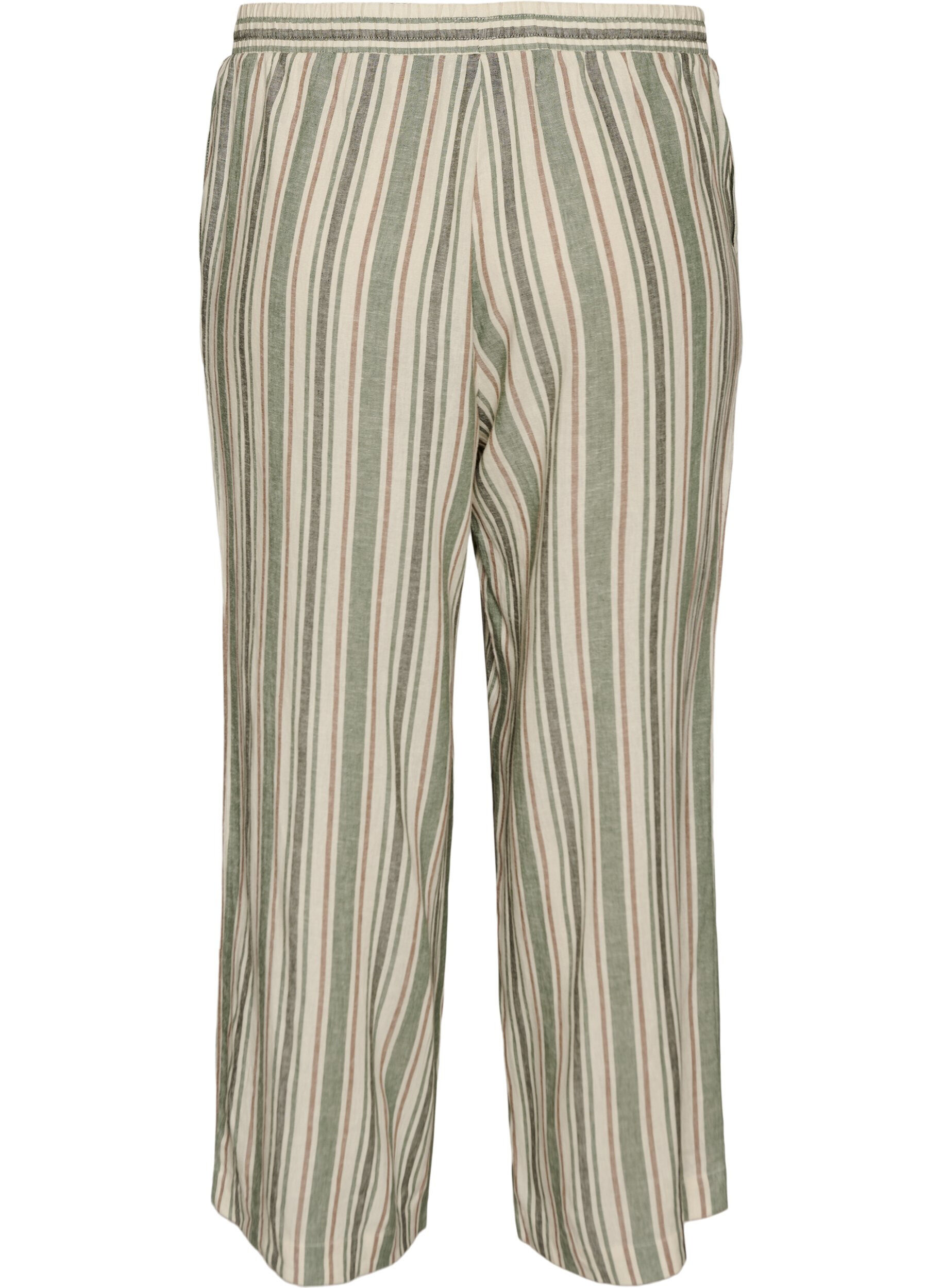 ZizziWijde linnen en viscose broek, Vanille, Packshot image number 1