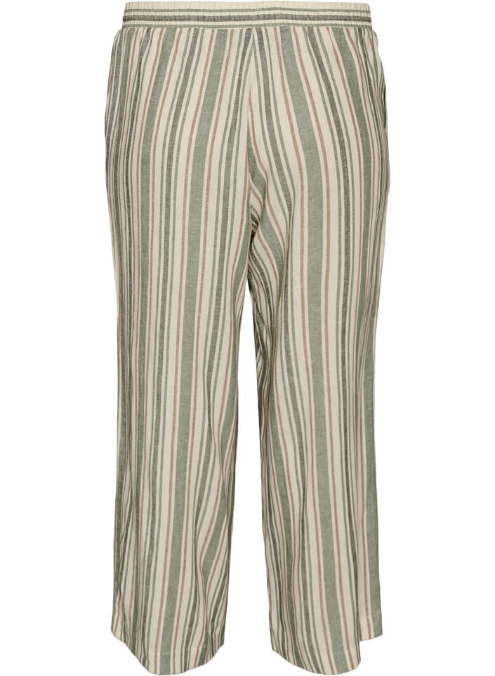 Wijde linnen en viscose broek, Vanille, Packshot image number 1