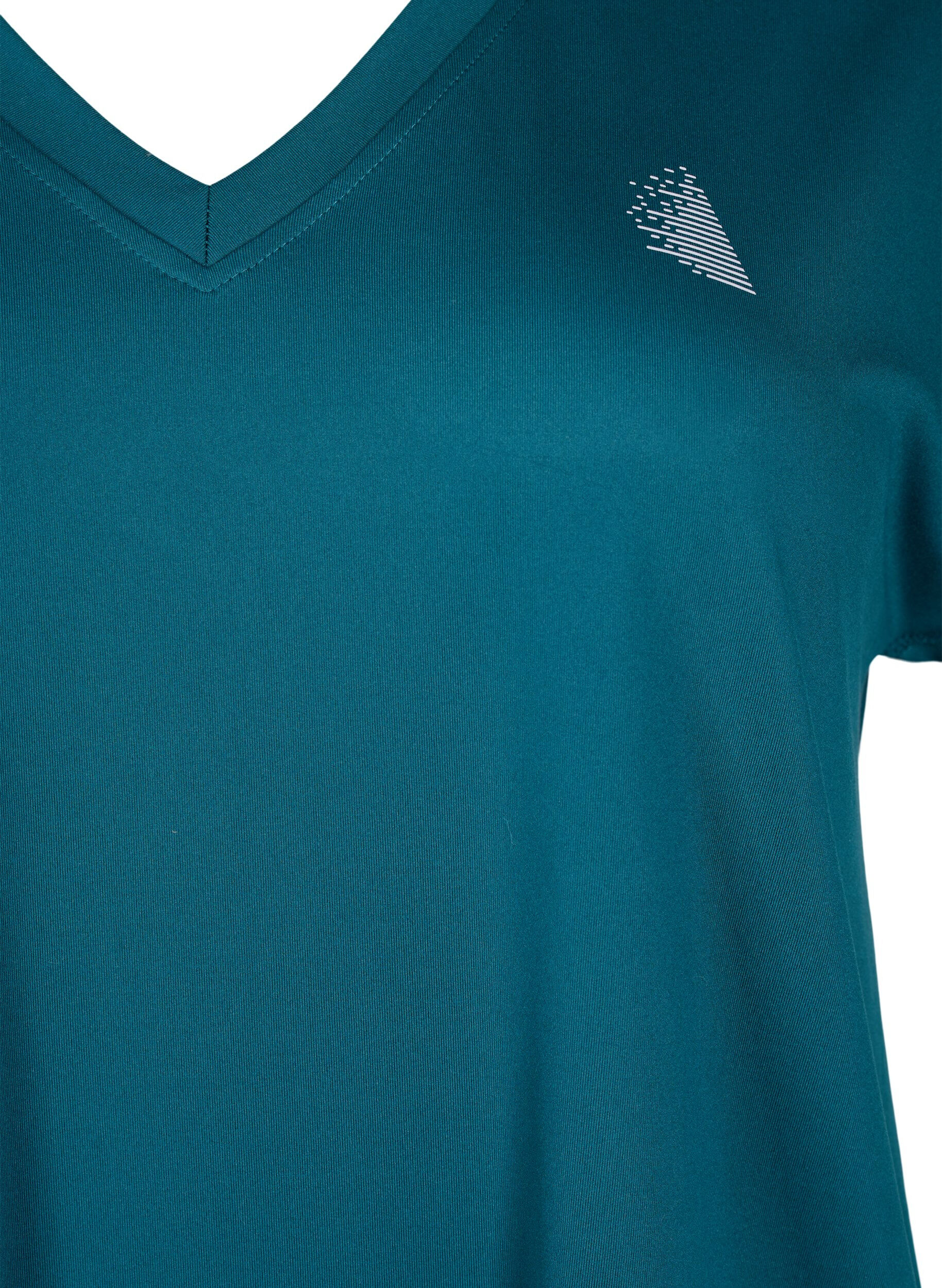 Zizzi Los trainings-T-shirt met v-hals, Deep Teal, Packshot image number 2