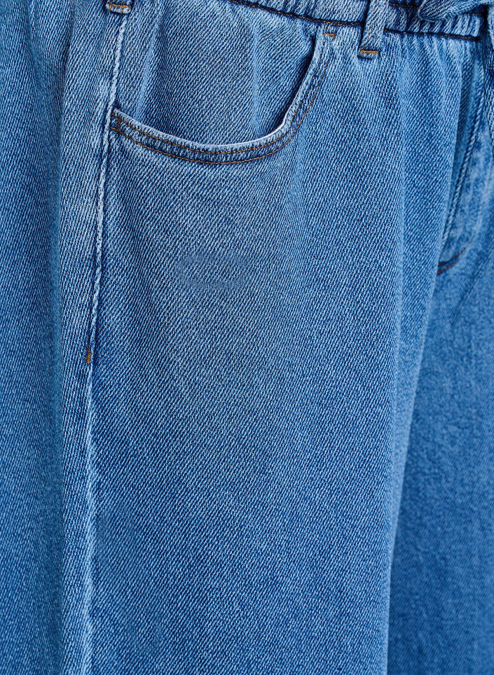 Losse pasvorm jeans met een elastische tailleband en een trekkoord, Blauw, Packshot image number 2