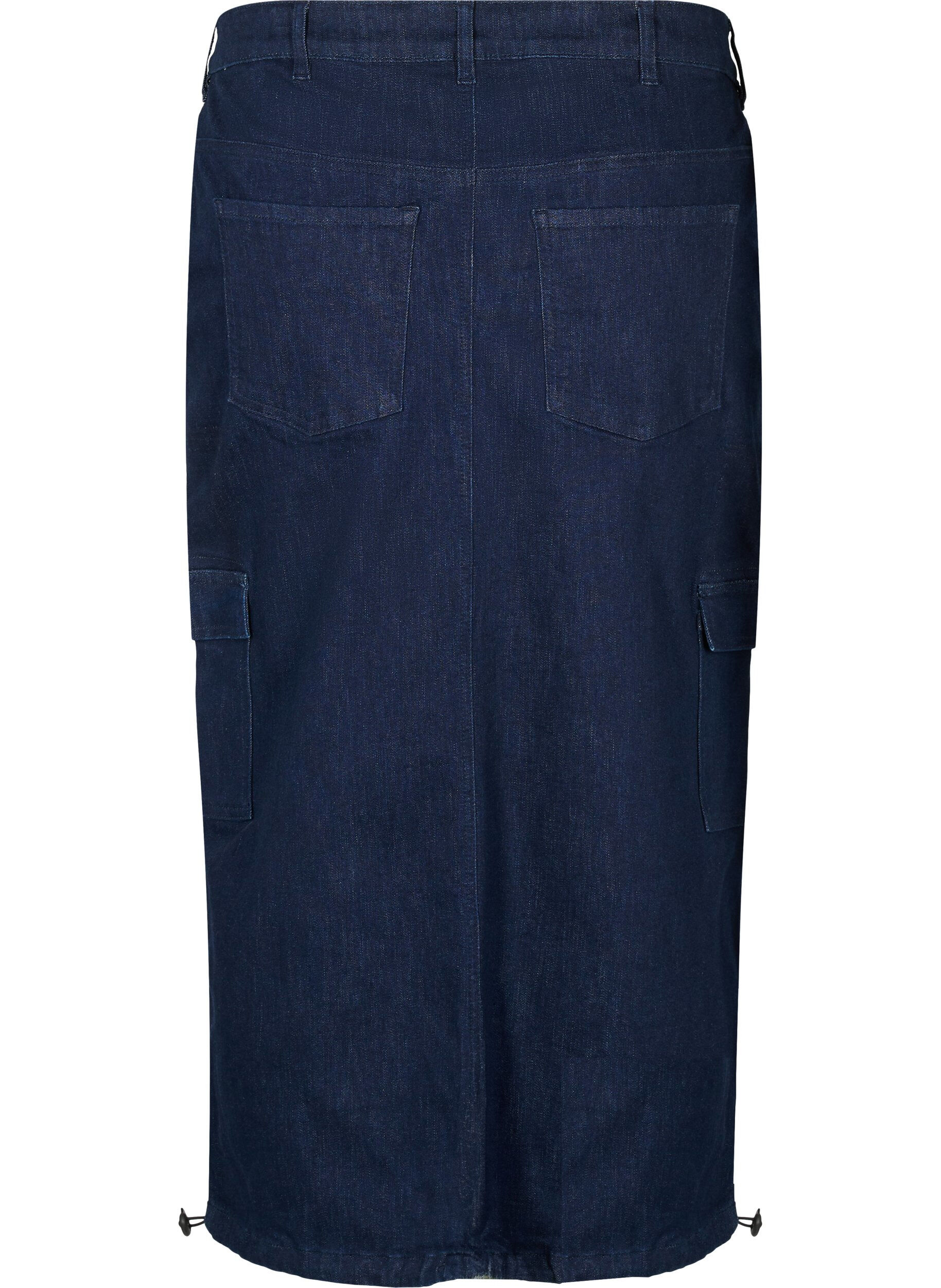 Zizzi Denim maxi-rok, Dark Blue Denim, Packshot image number 1