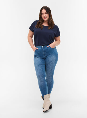 Amy jeans met hoge taille en print, Ethnic Pri, Model image number 0