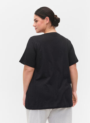 Katoenen t-shirt met korte mouwen, Black, Model image number 1