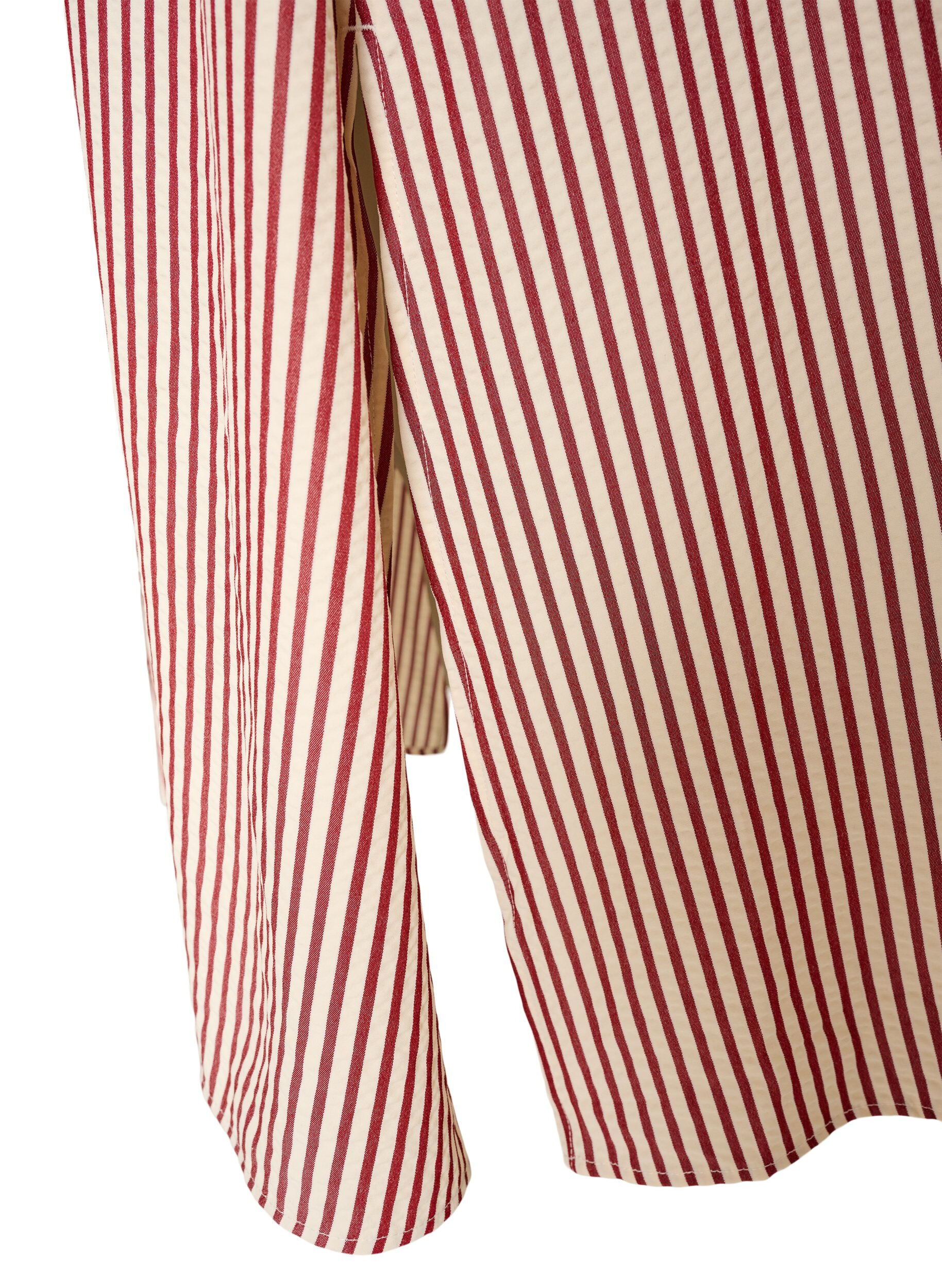 ZizziEnkellange overhemdjurk met strikceintuur en strepen, Rood, Packshot image number 3