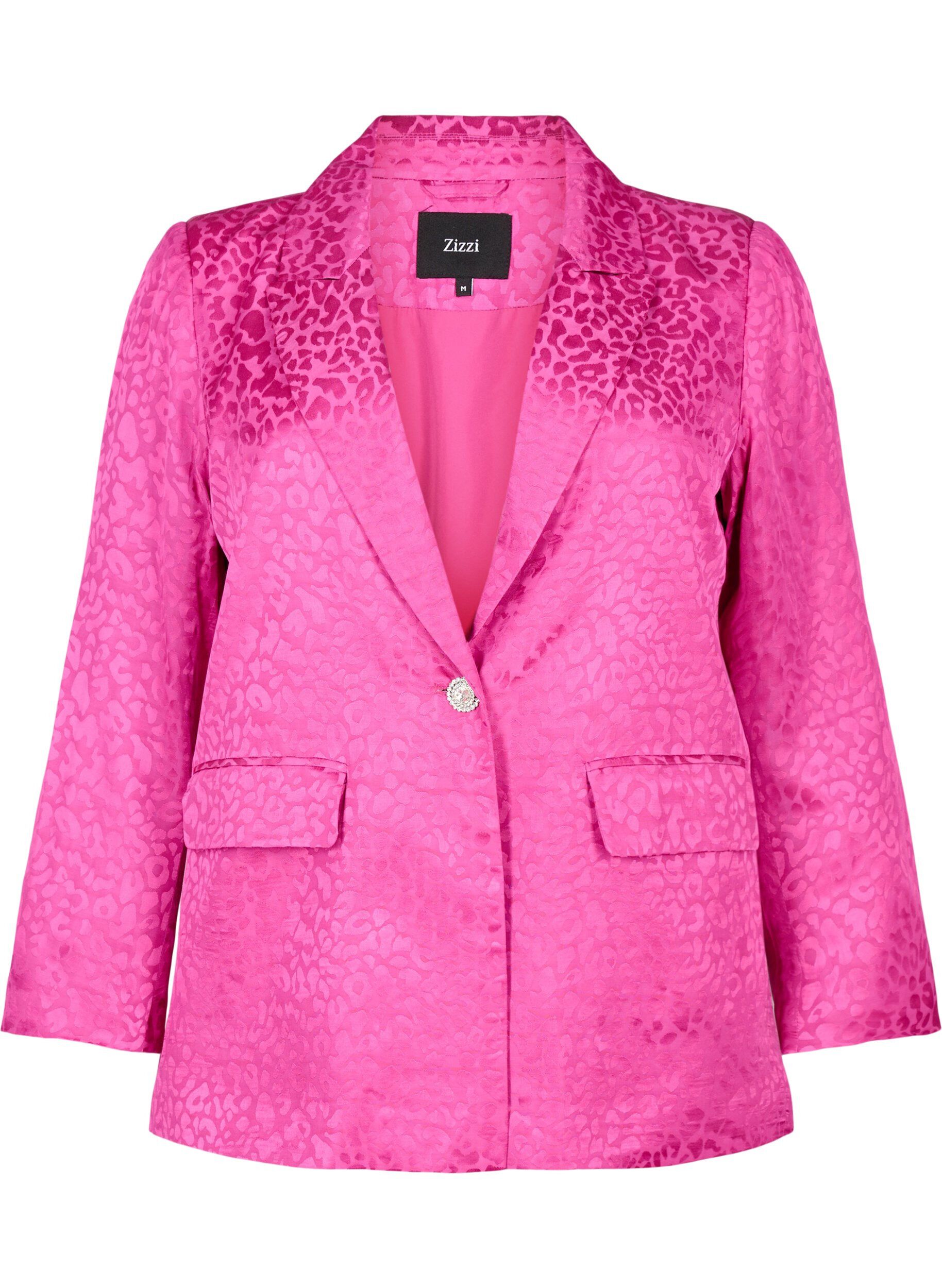 Zizzi Dubbelgestikte jacquardblazer van viscose, Rose Violet, Packshot image number 0