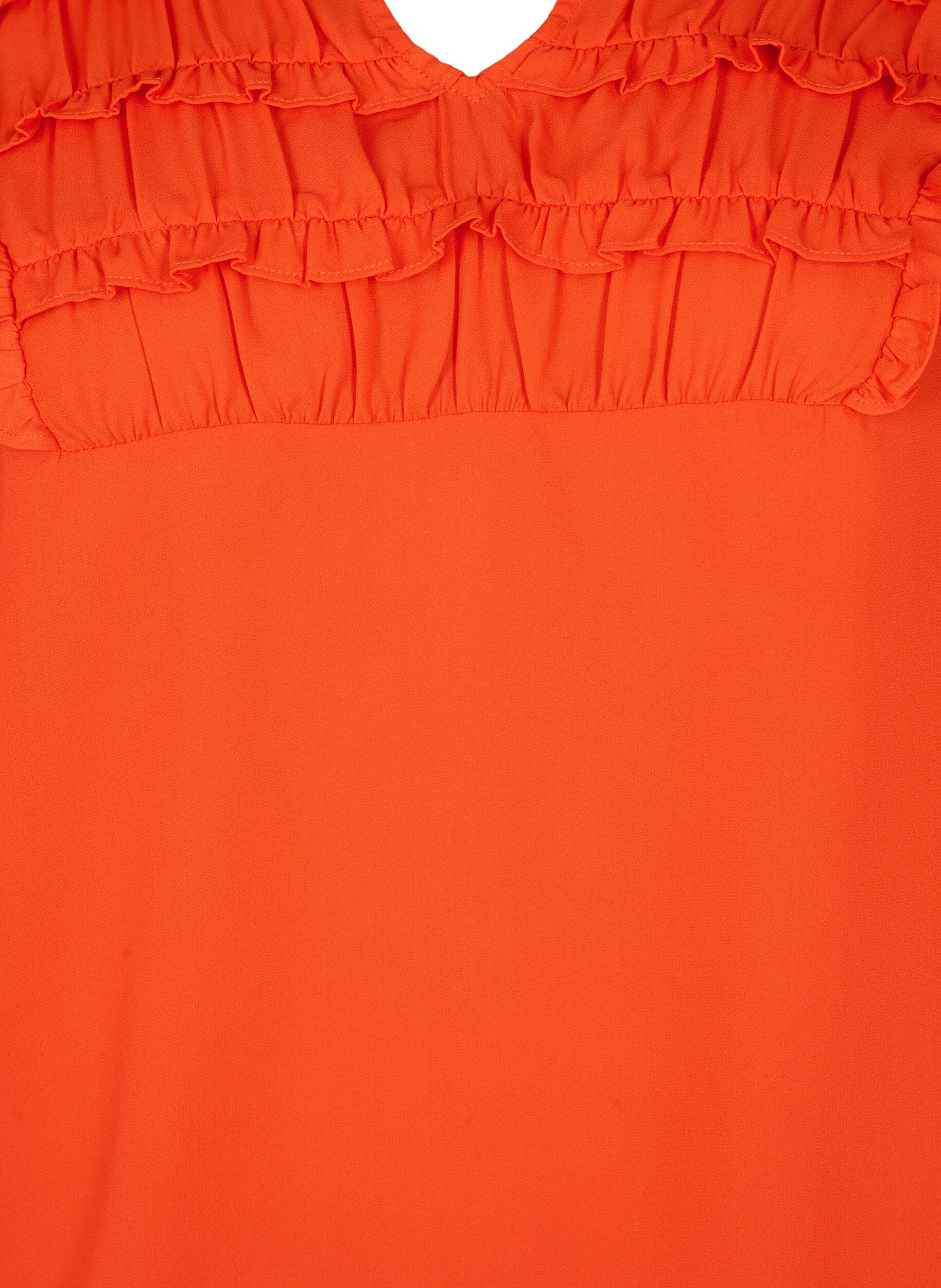 Zizzi Blouse met franjes en lange mouw, Orange.com, Packshot image number 2
