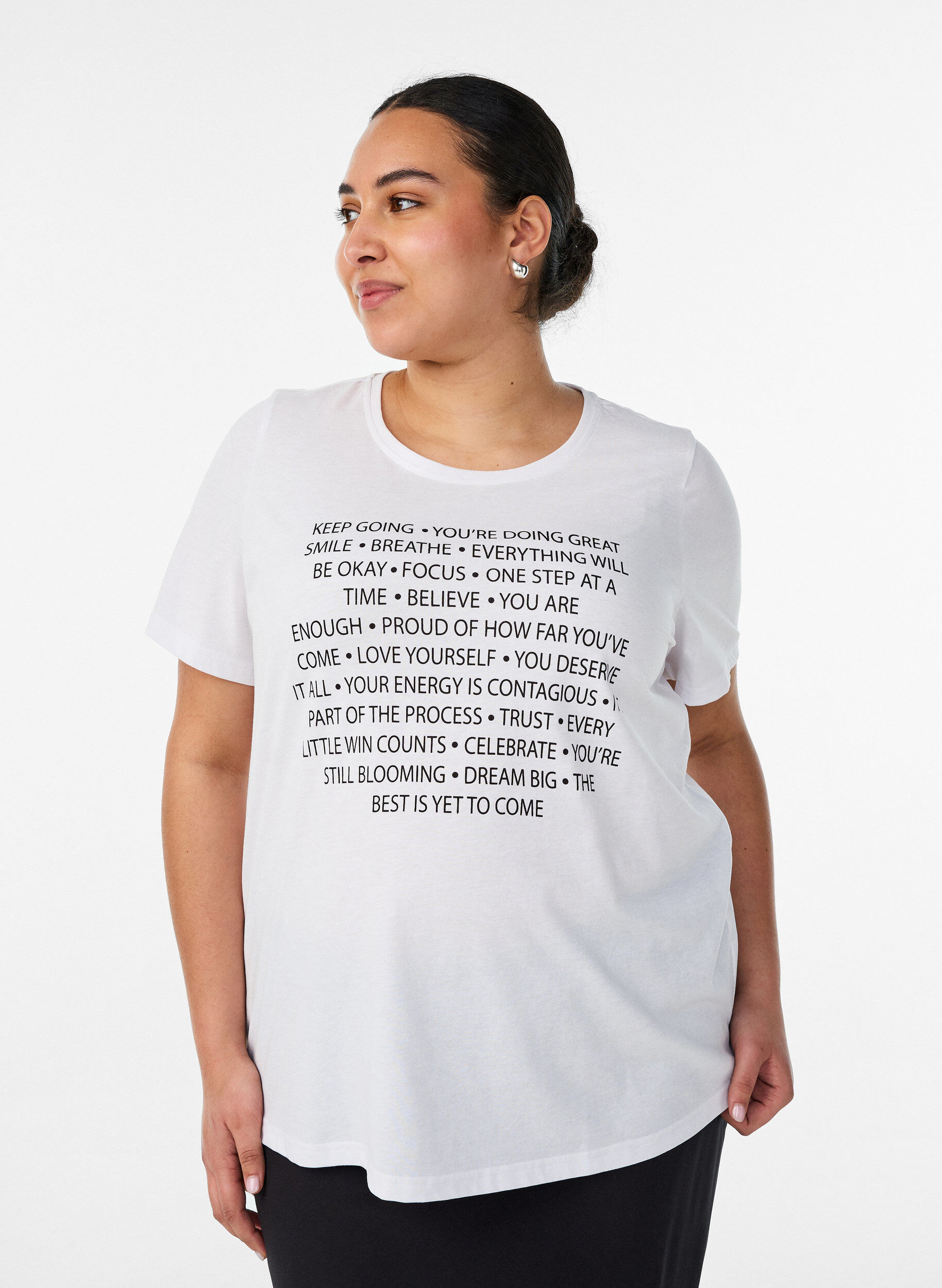 T-shirt met motief, Wit, Model