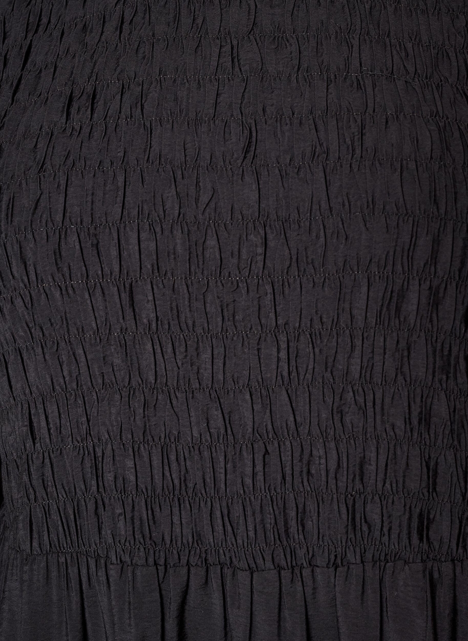 ZizziMidi-jurk van viscose met smockwerk, Zwart, Packshot image number 2