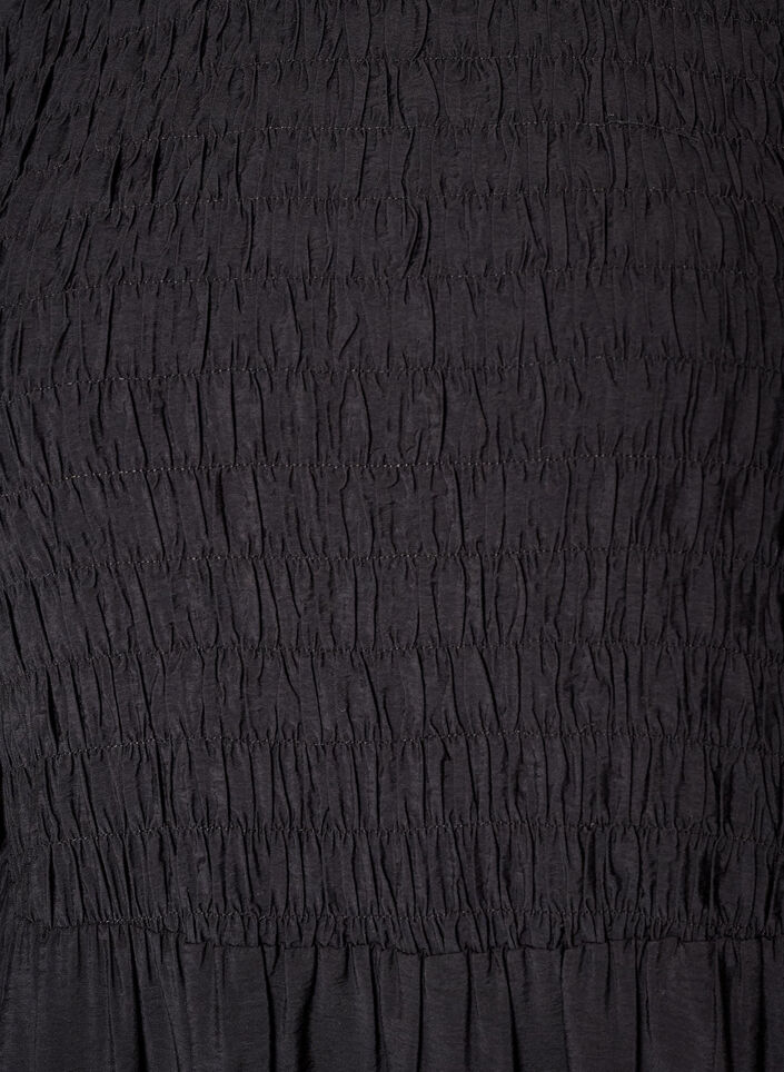 Midi-jurk van viscose met smockwerk, Zwart, Packshot image number 2