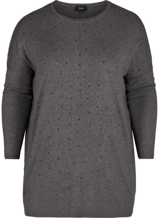 Gebreide blouse, Dark Grey Melange, Packshot image number 0