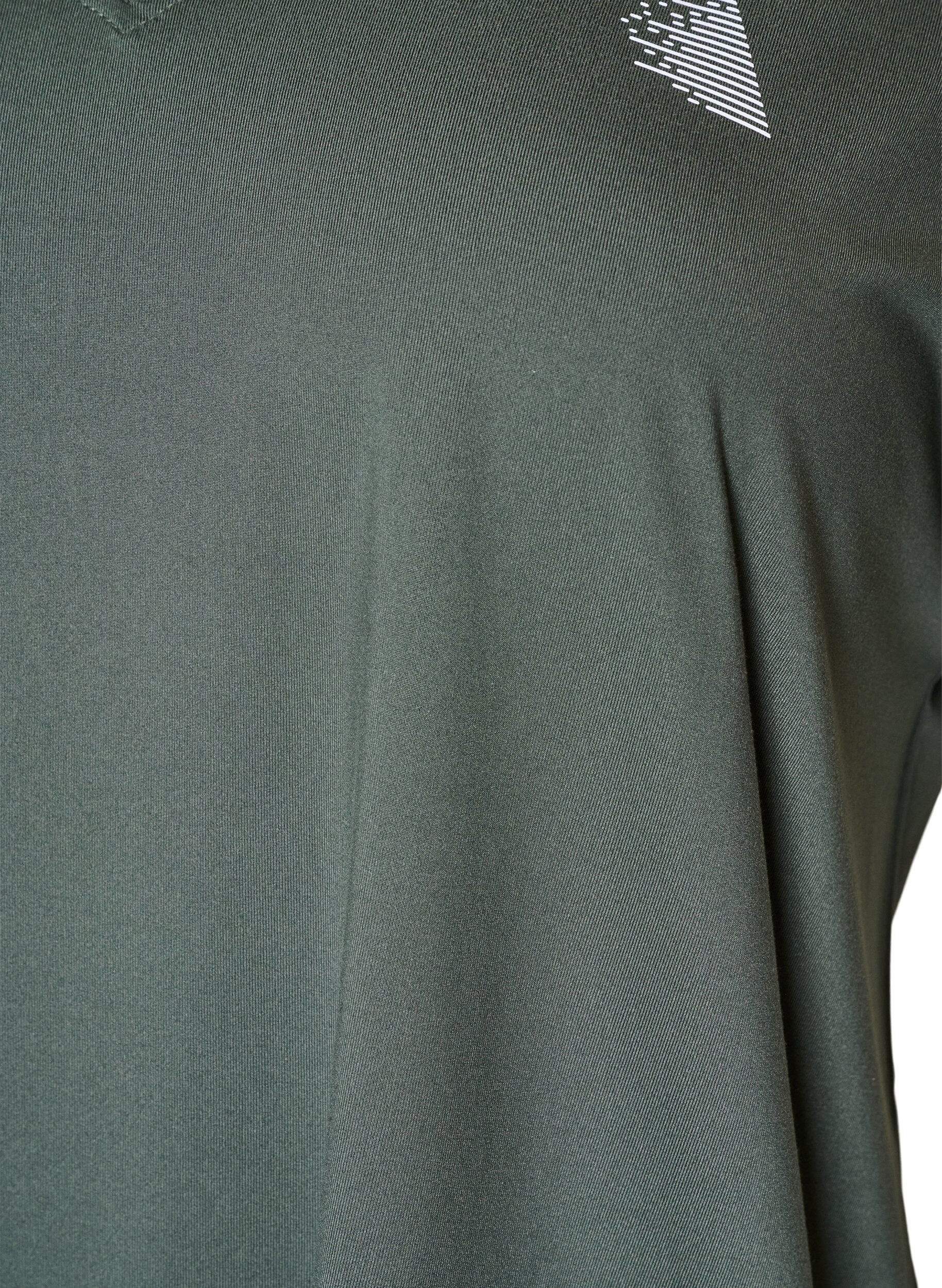 ZizziLosvallend trainings-T-shirt met V-hals, Groen, Packshot image number 2