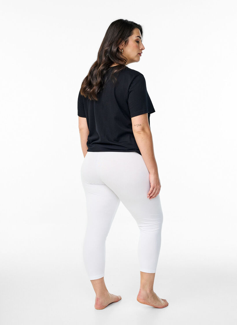 Basic 3/4 legging in viscose, Wit, Model image number 2