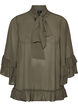 Blouse met striklint en ruches, Grijs, Packshot image number 0