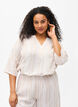 Gestreepte blouse in een mix van linnen en viscose, Beige, Model image number 0
