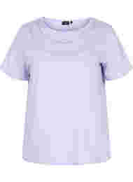 Katoenen t-shirt met kanten band, Lavender