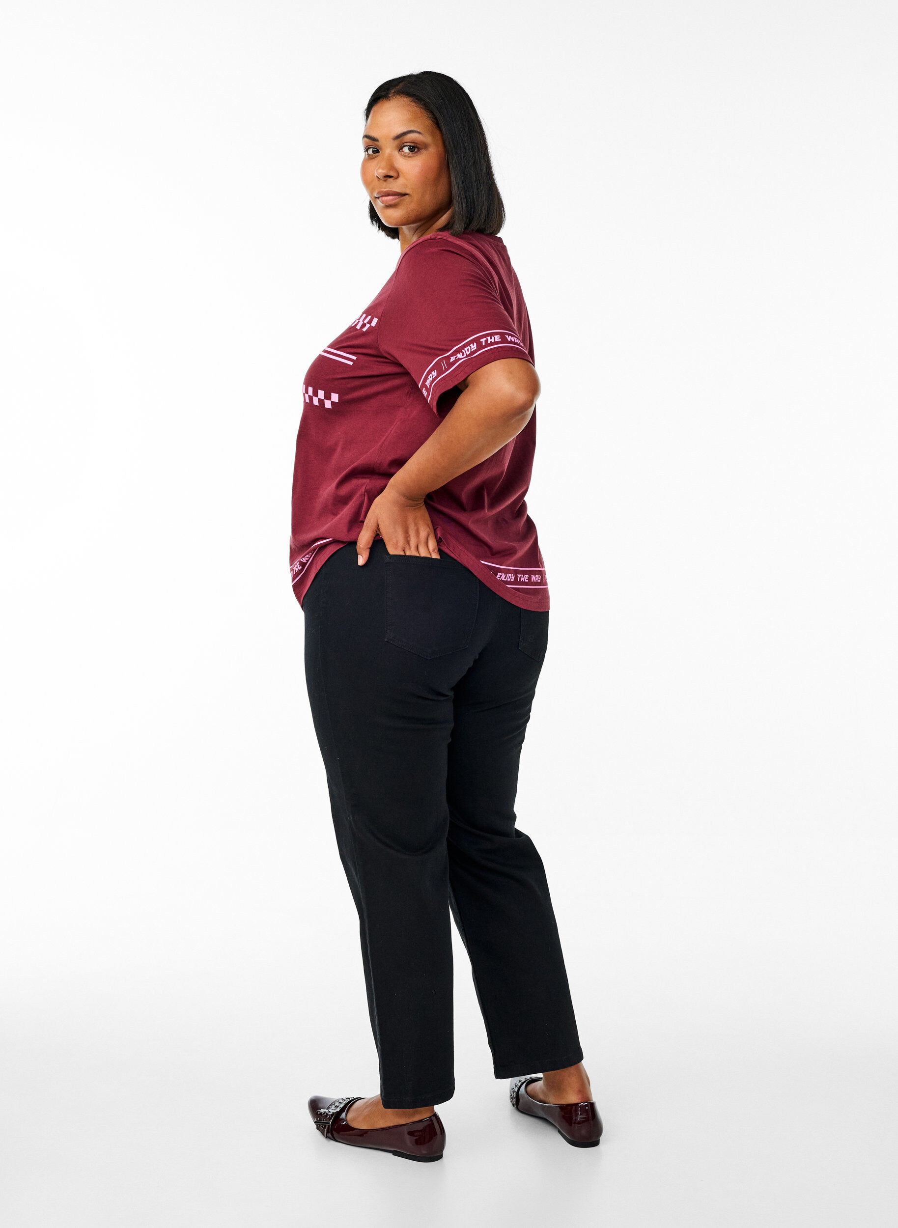 Zizzi High-waisted Gemma jeans met een regular fit, Zwart, Model image number 1