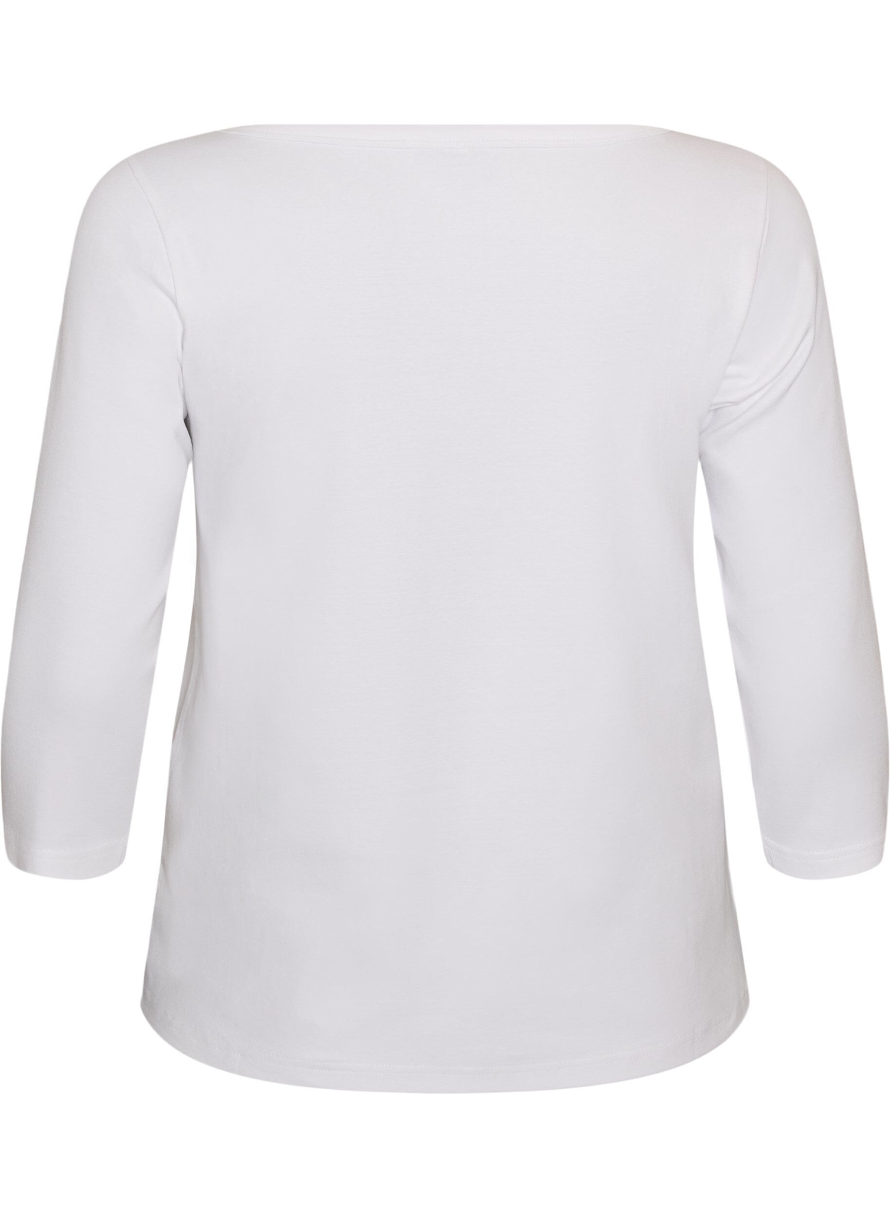 ZizziBasic T-shirt met boothals en 3/4-mouwen, Wit, Packshot image number 1