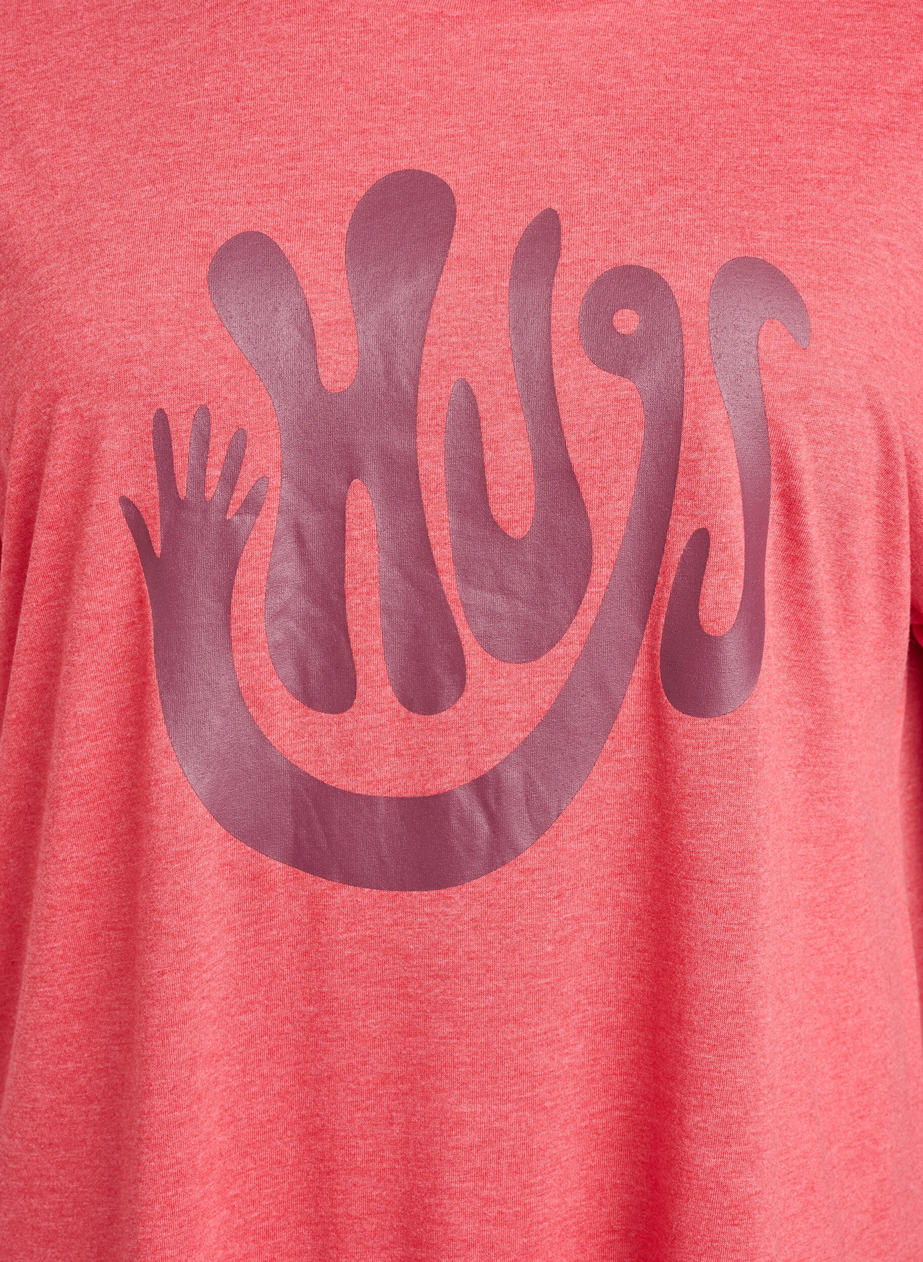 Zizzi Nachthemd met korte mouwen en tekstprint, Rood, Packshot image number 2