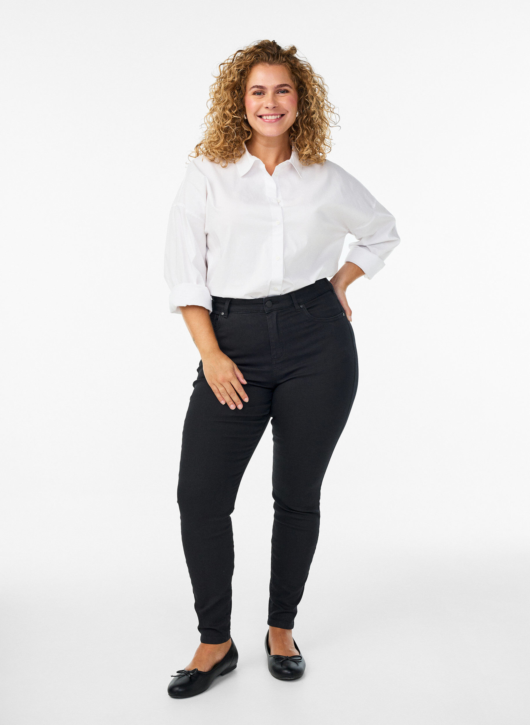 Zizzi Amy super slim fit jeans met hoge taille, Zwart, Model image number 0