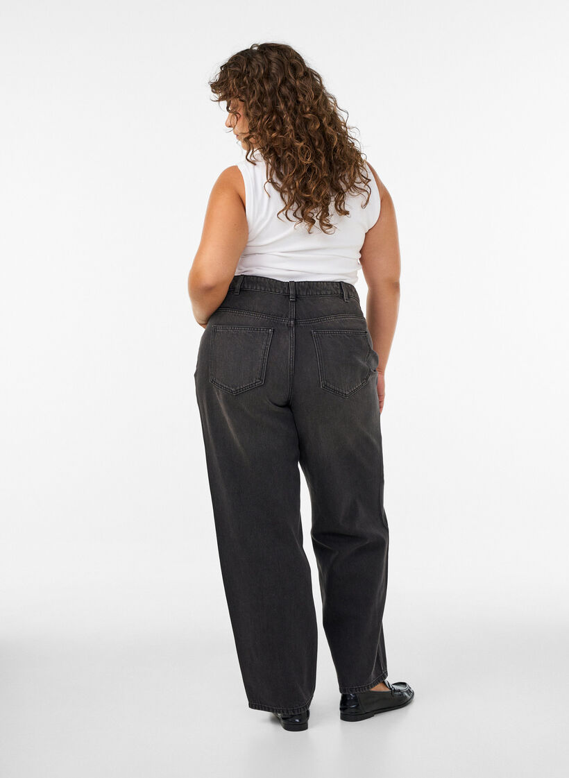 Kiana straight-fit jeans met hoge taille, Zwart, Model image number 1