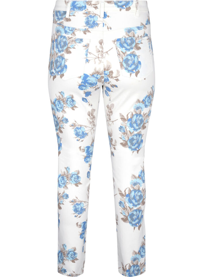 Superslanke Amy jeans met bloemenprint, Wit, Packshot image number 1
