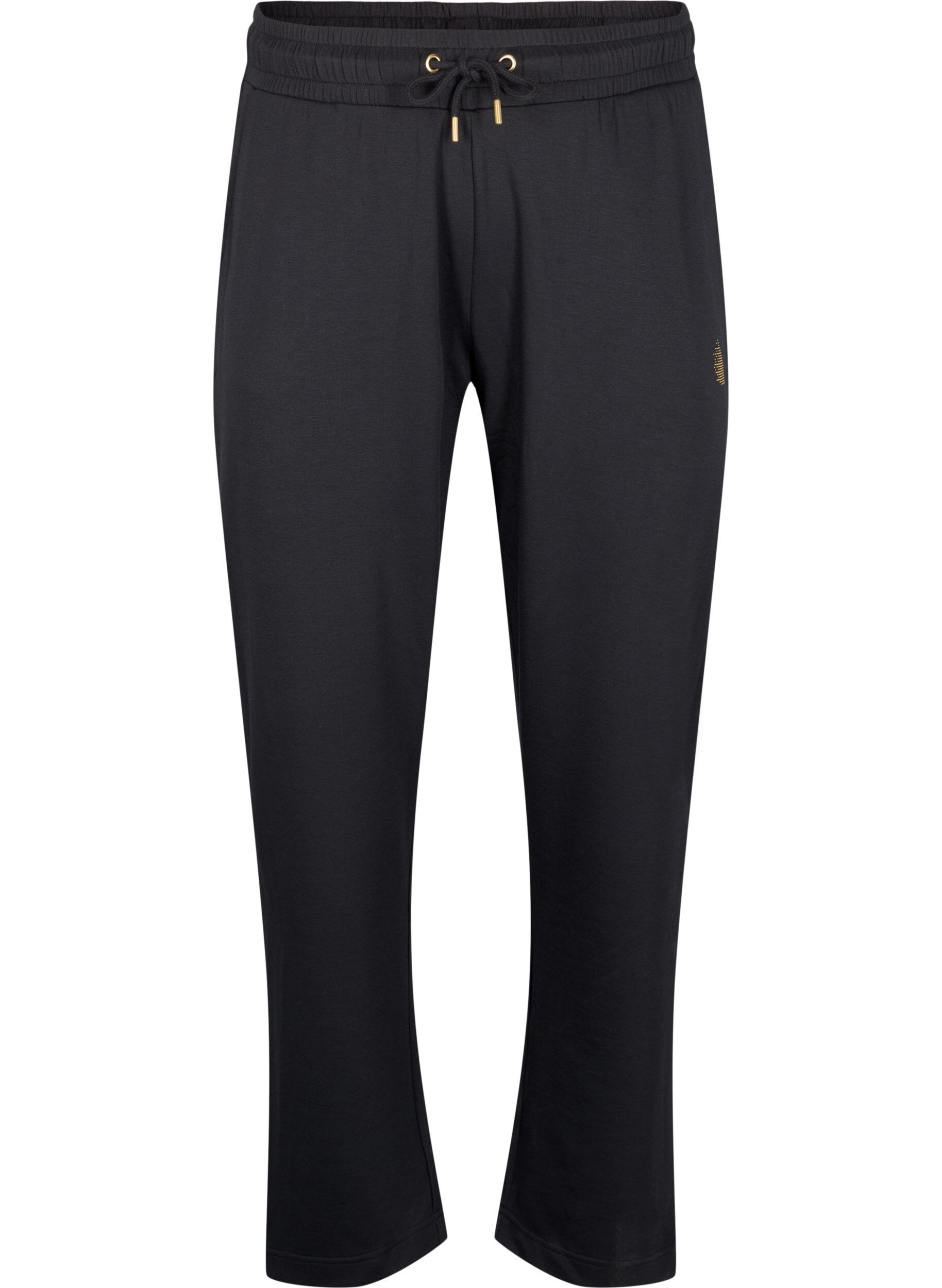 Zizzi Joggingbroek met zakken en hoge taille, Zwart, Packshot image number 0