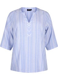Gestreepte blouse in een mix van linnen en viscose, Serenity Wh.Stripe, Packshot
