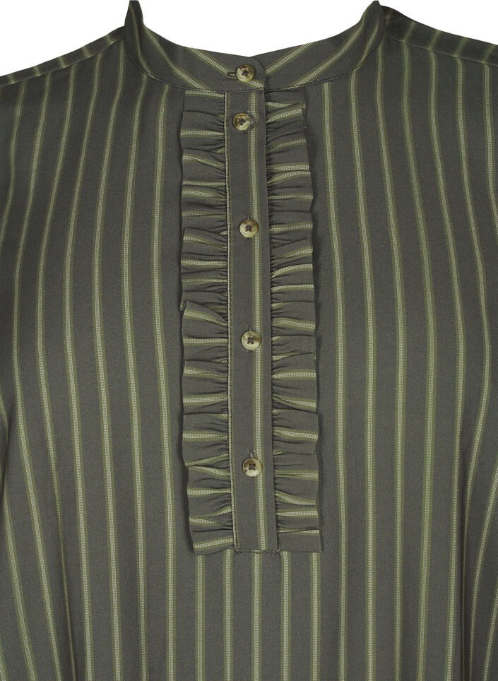 Korte jurk met strepen en ruches, Thyme Stripe AOP, Packshot image number 2