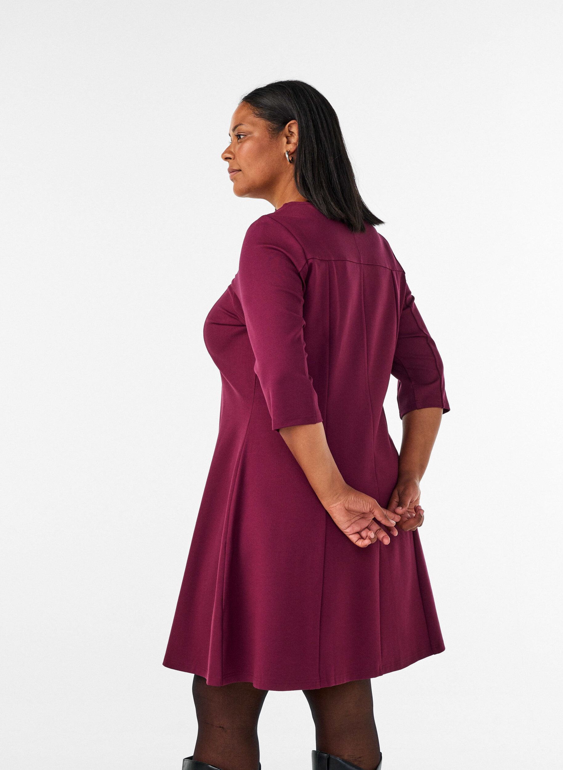 ZizziA-vorm jurk met 3/4-mouwen, Rood, Model image number 2