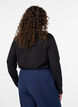 T-shirt met lange mouwen, V-hals en knopen, Zwart, Model image number 2