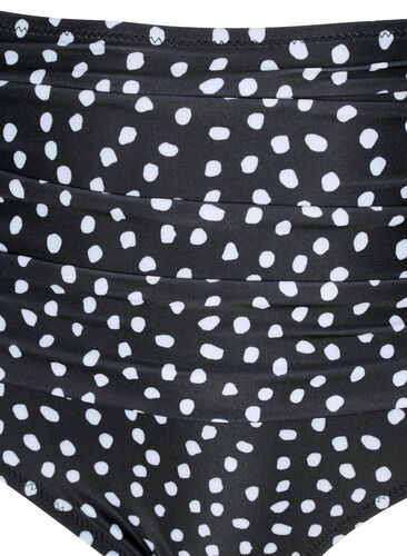 Bikinibroekje met extra hoge taille en print, Black White Dot, Packshot image number 2