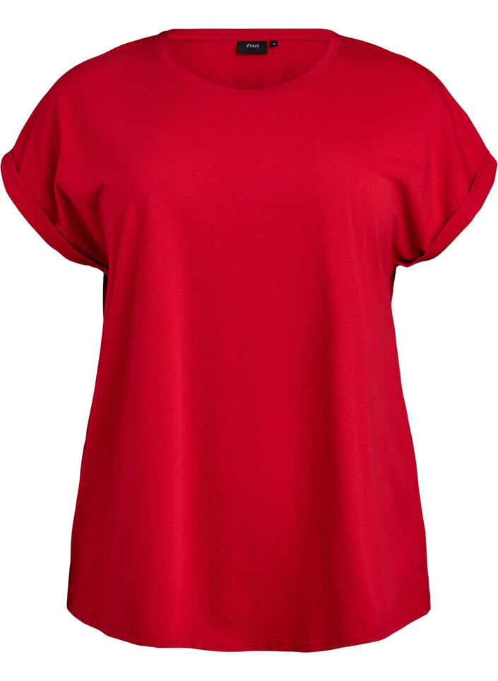 T-shirt met korte mouwen van katoenmix, Rood, Packshot image number 0