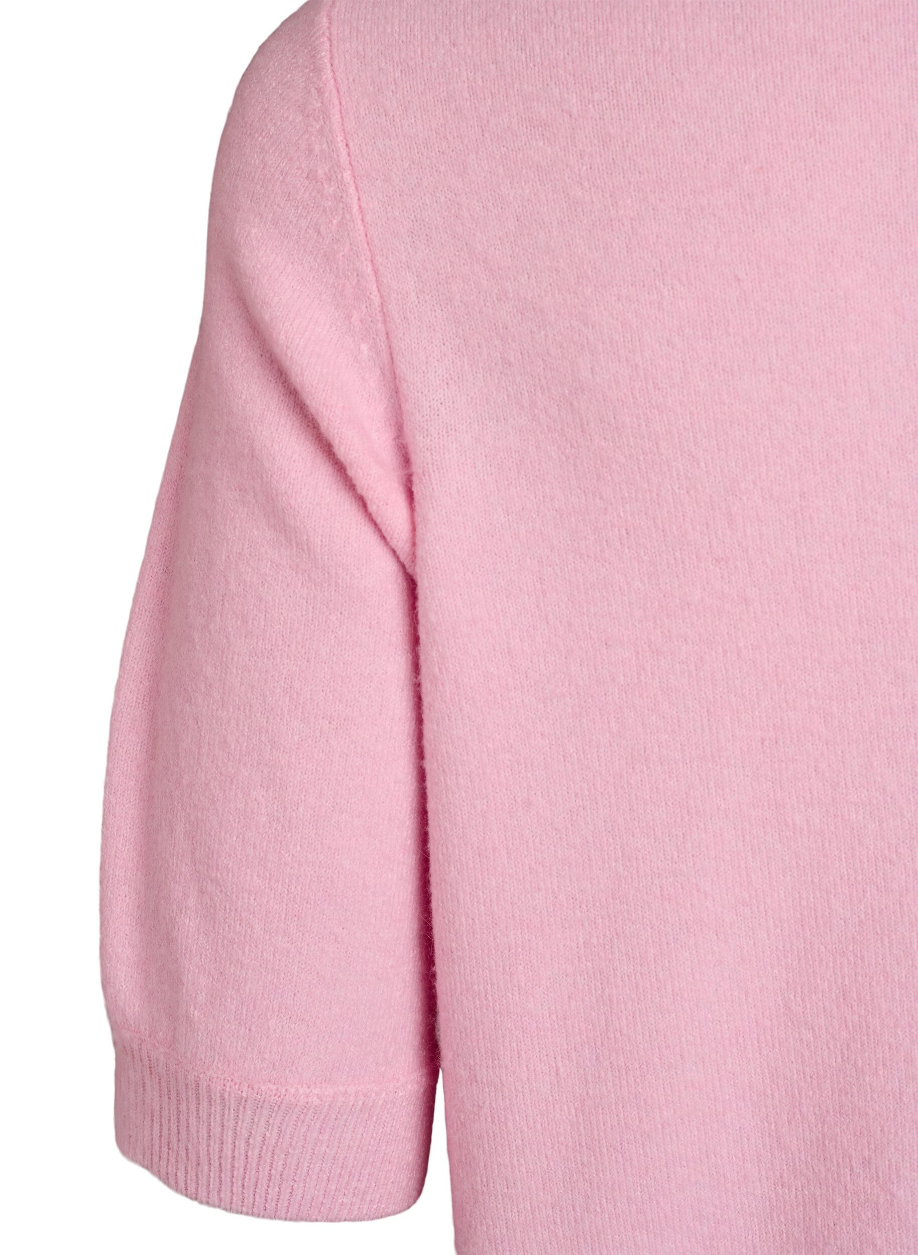 Zizzi Gebreide blouse met korte mouwen, Roze, Packshot image number 3