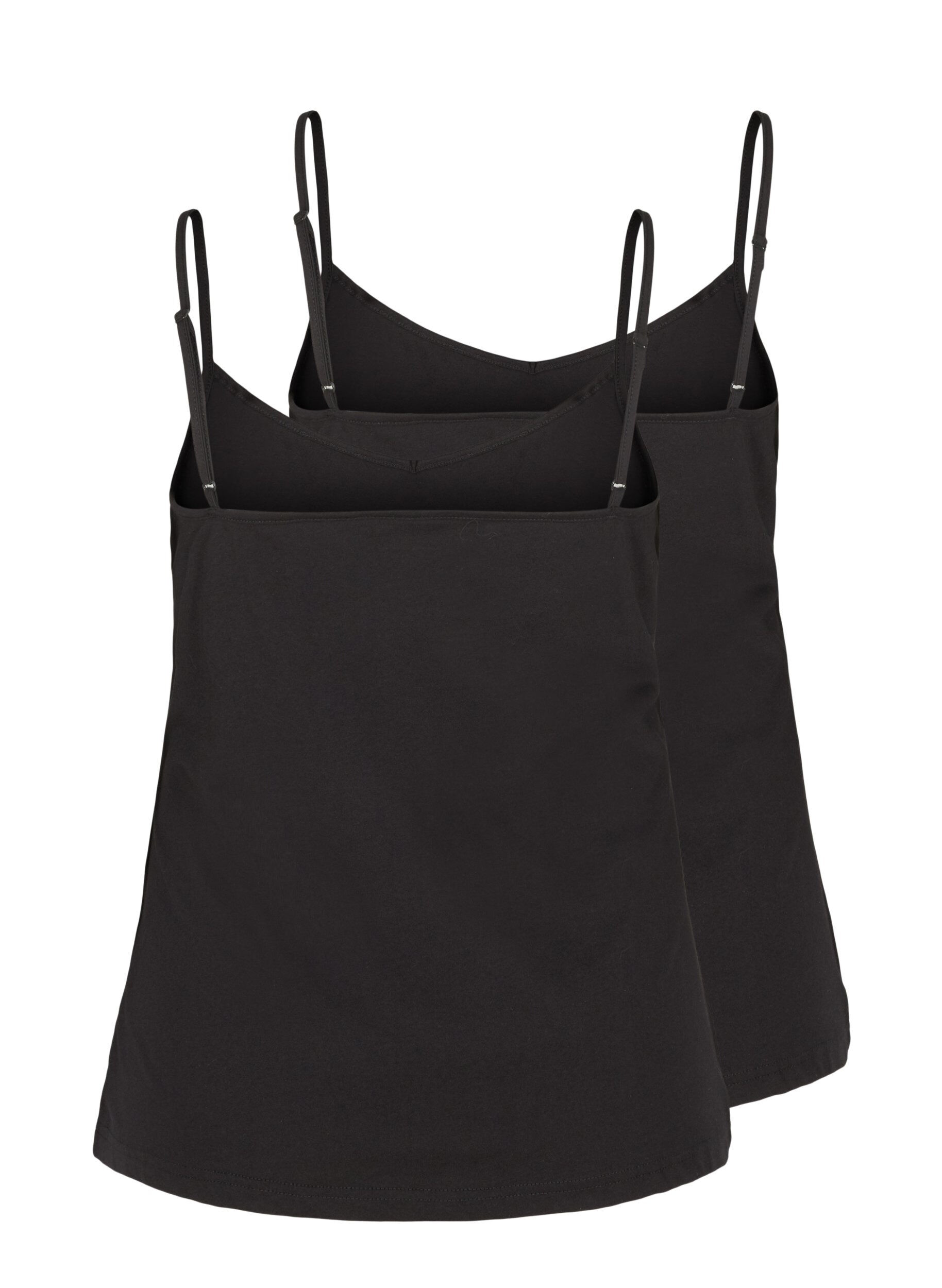 Zizzi Set van 2 basic katoenen tops, Black, Packshot image number 1