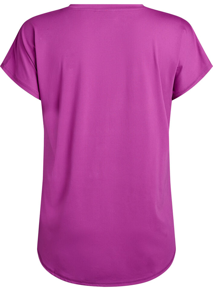 T-shirt met korte mouwen voor workouts en V-hals, Paars, Packshot image number 1