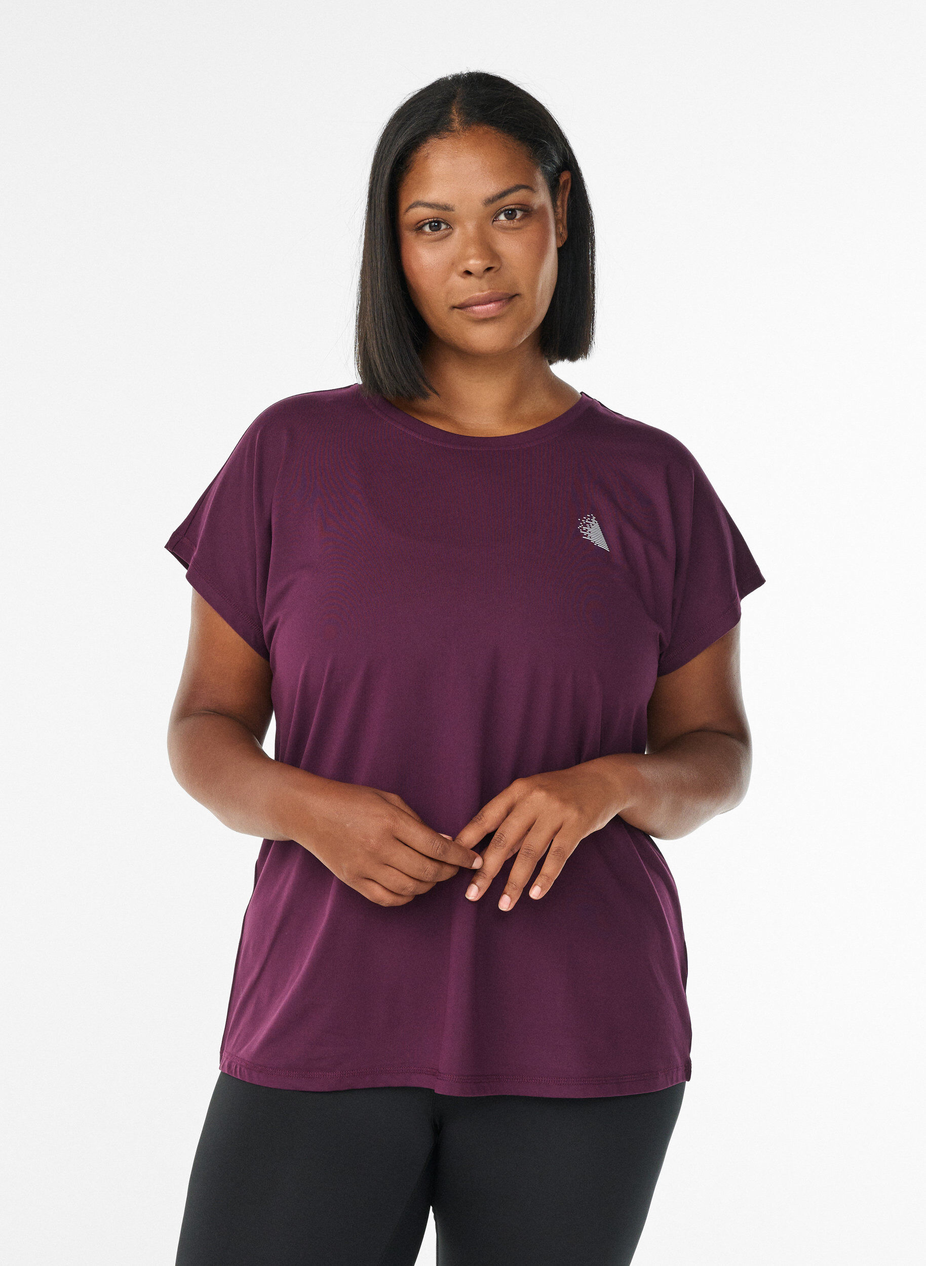 Effen gekleurd trainingsshirt, Paars, Model