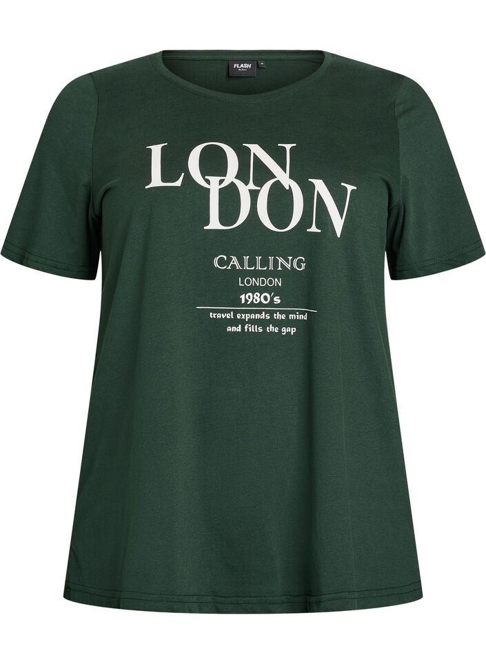 T-shirt met print, Groen, Packshot image number 0