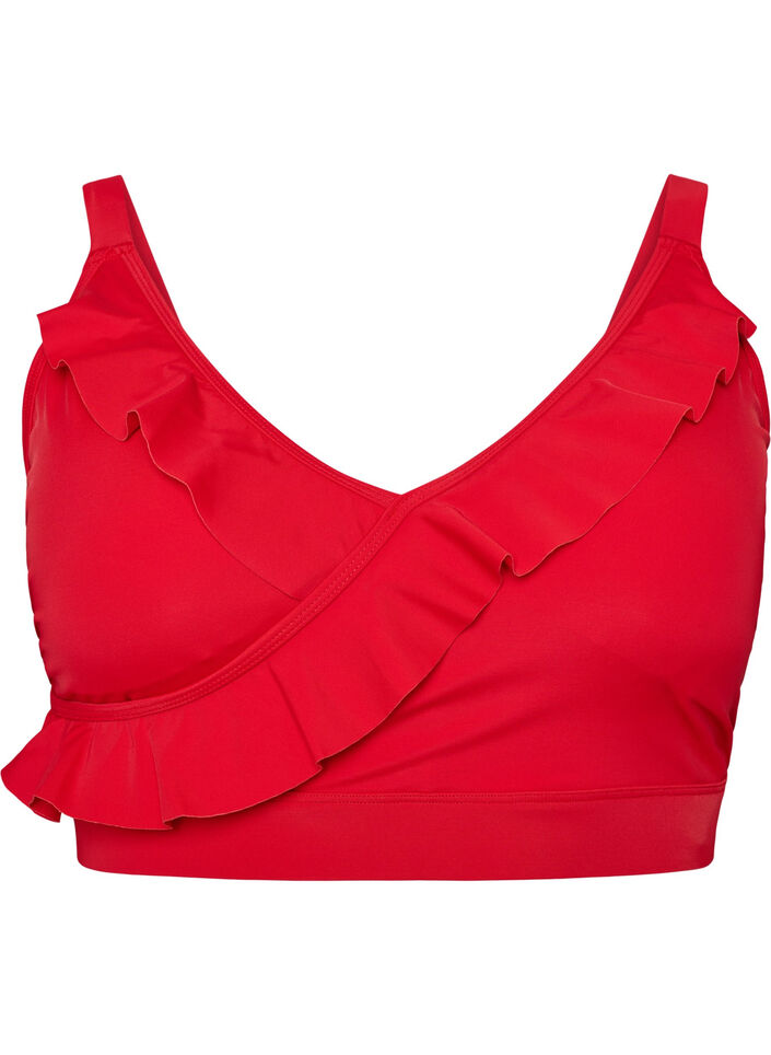 Bikinitop met ruches en uitneembare pads, Rood, Packshot image number 0