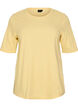 Geribde jersey blouse met korte mouwen, Geel, Packshot image number 0