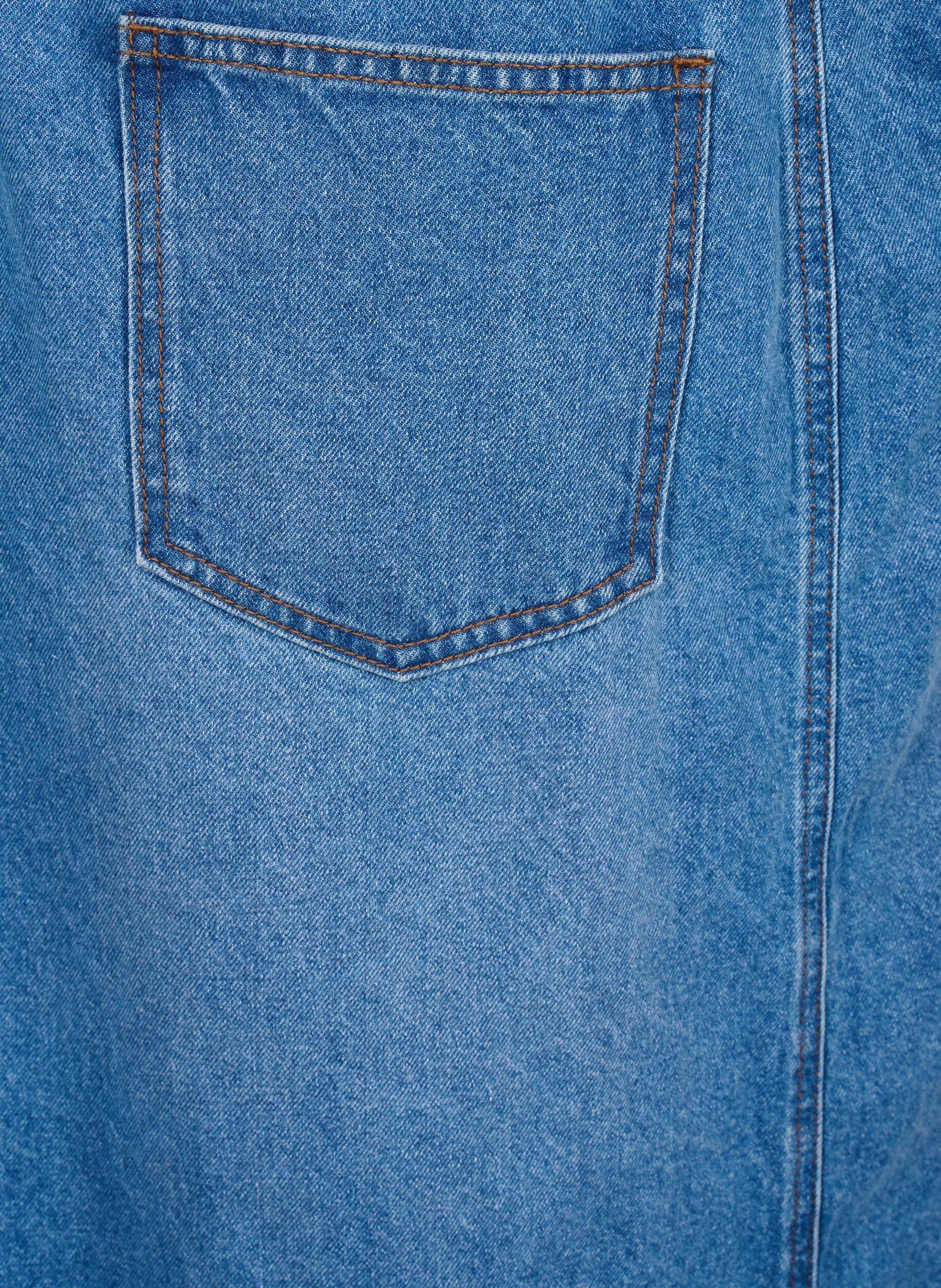 Zizzi Midi denim overall jurk, Blauw, Packshot image number 4