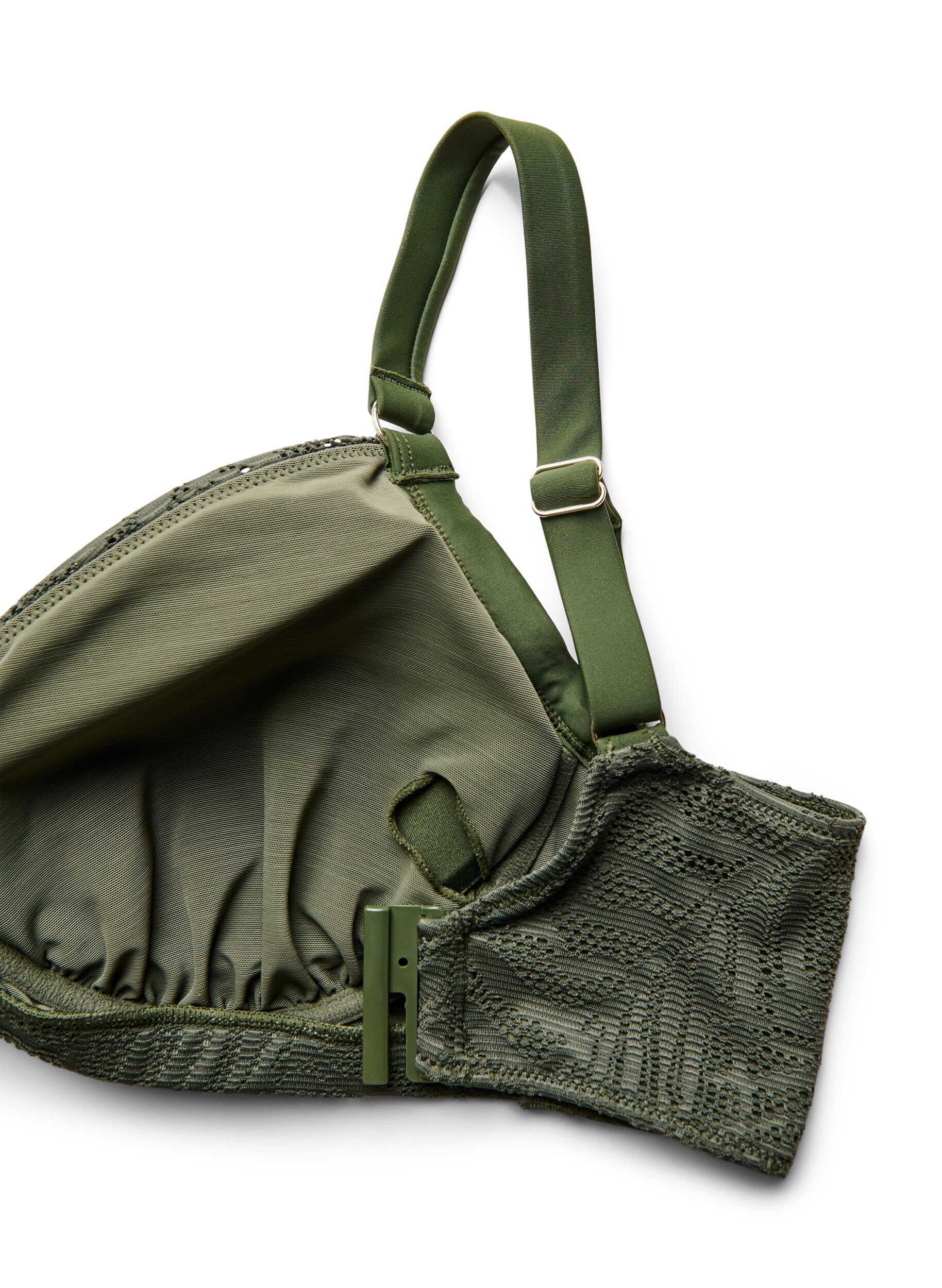 Zizzi Braziliaanse bikinislip in gestructureerd mesh, Groen, Packshot image number 3