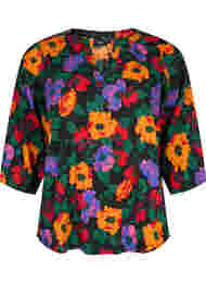 Bloemen blouse met 3/4 mouwen, Multi Flower AOP