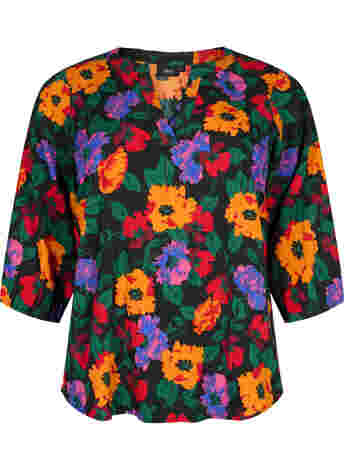 Bloemen blouse met 3/4 mouwen