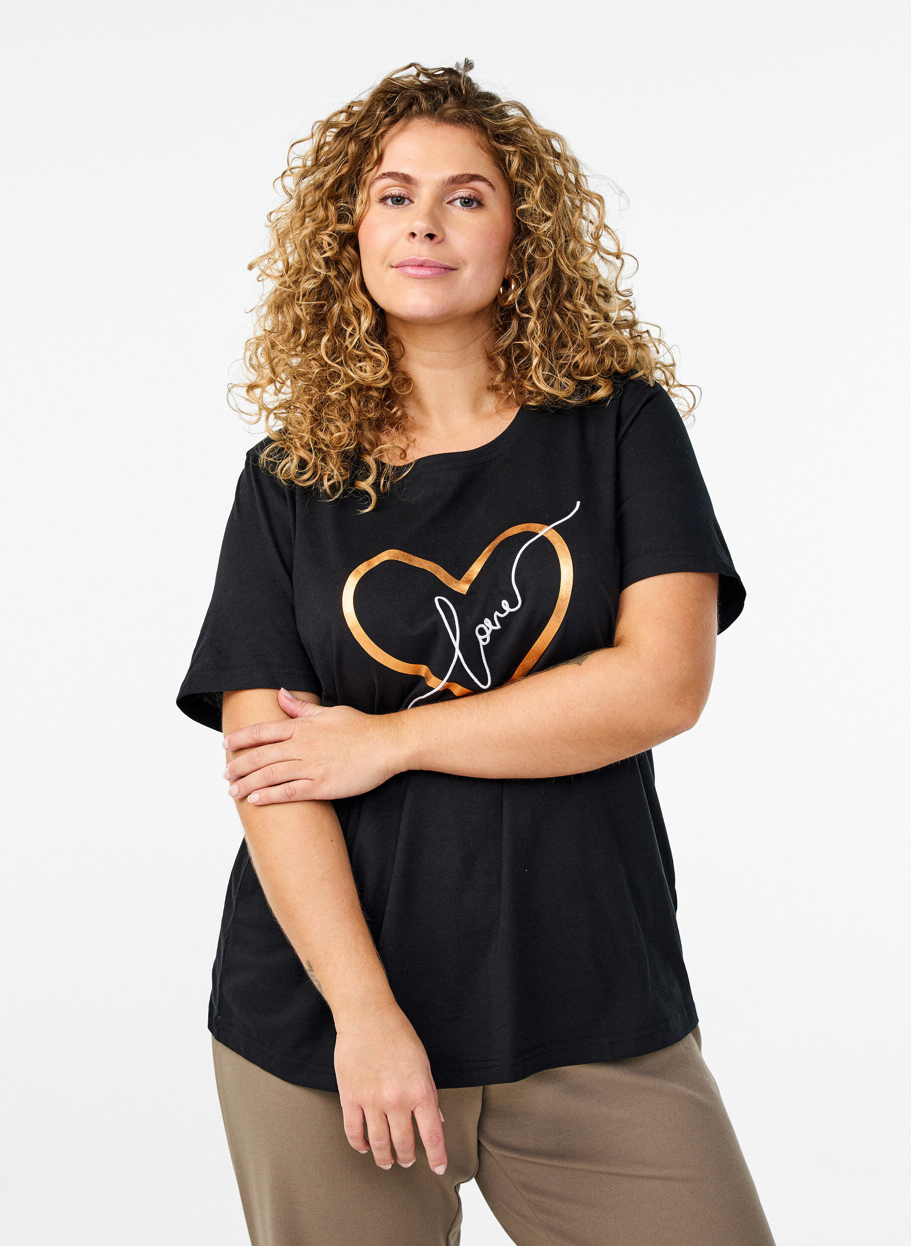 Zizzi FLASH - T-shirt met motief, Zwart, Model image number 0
