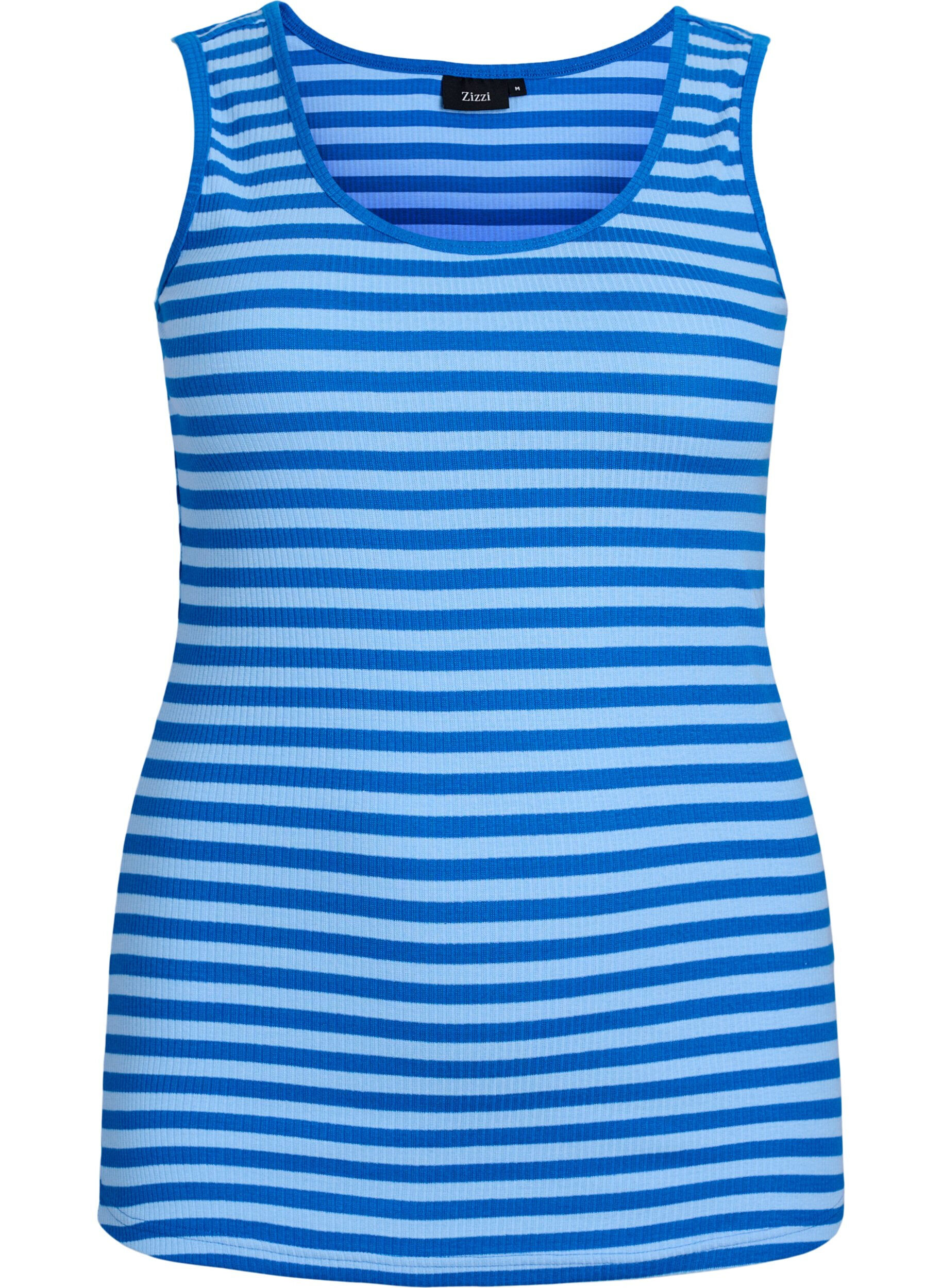 Zizzi Gestreepte tanktop met een ribstructuur, O. Air Daphne Stripe, Packshot image number 0