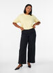 Fijngebreide blouse met korte mouwen, Geel, Model image number 1