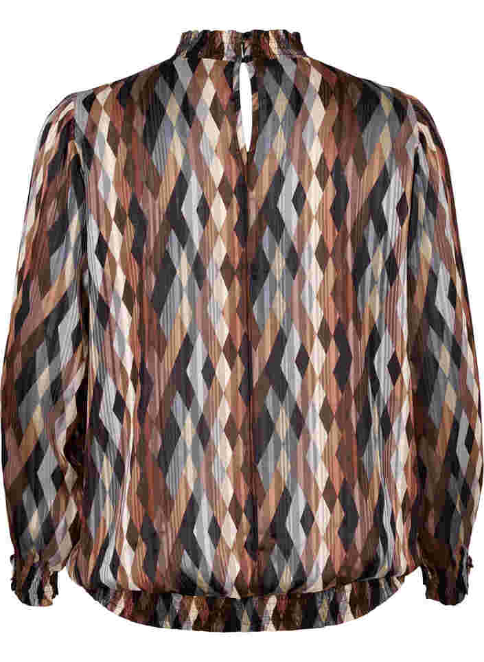 Bedrukte blouse met smock, Earthy Zig Zag, Packshot image number 1