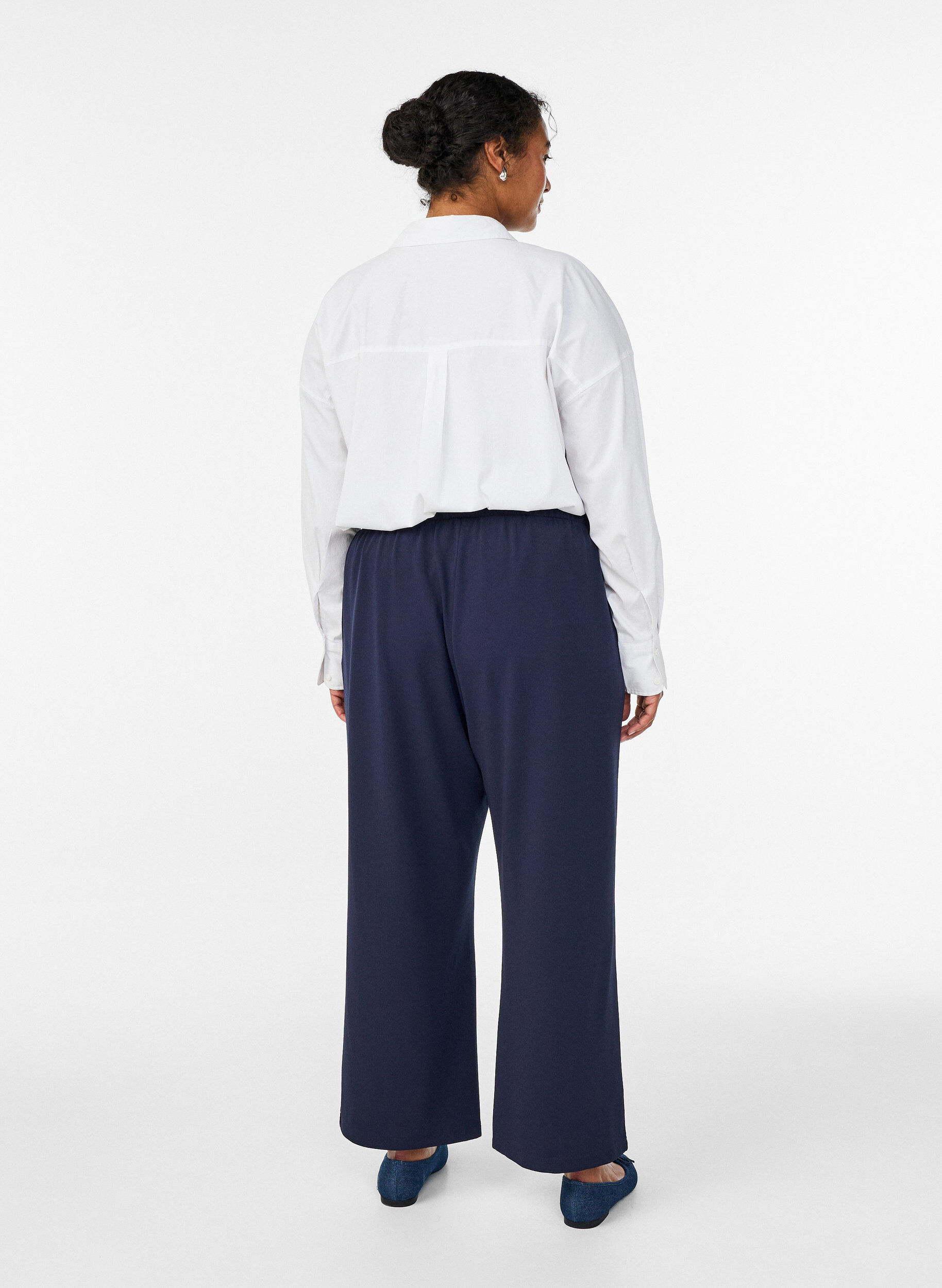 Zizzi Losse broek met zakken, Blauw, Model image number 1