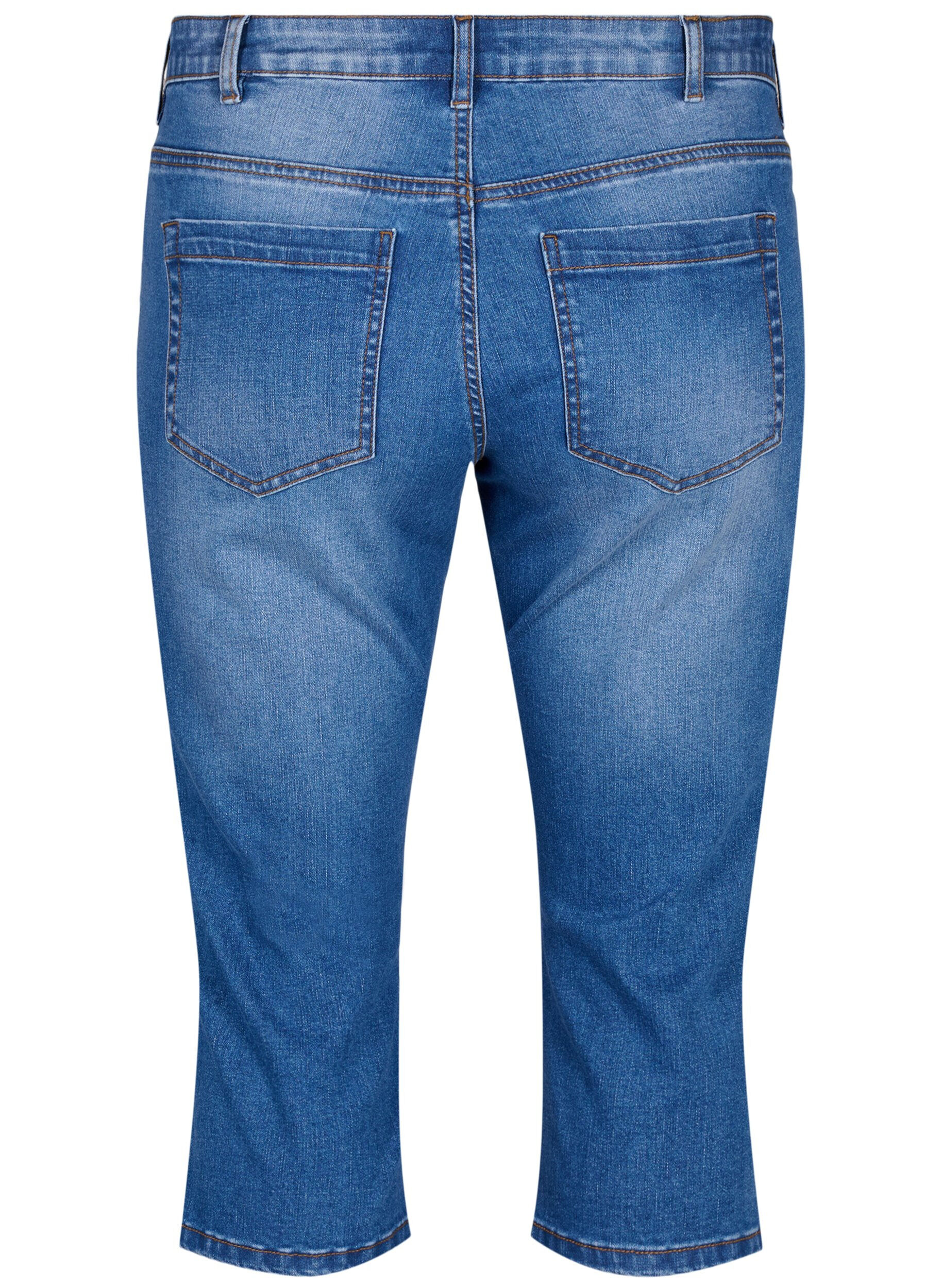 Zizzi Emily slim-fit denim capribroeken, Blue Denim, Packshot image number 1
