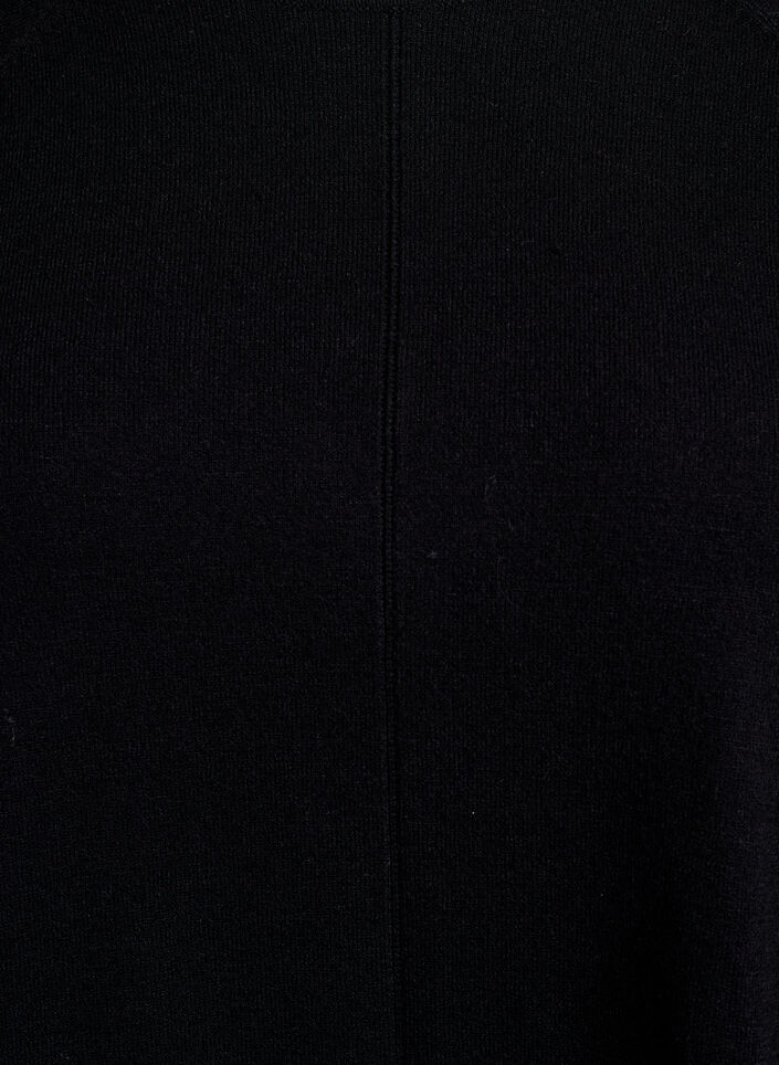 Gebreide blouse met ronde hals en gebreid patroon, Zwart, Packshot image number 2